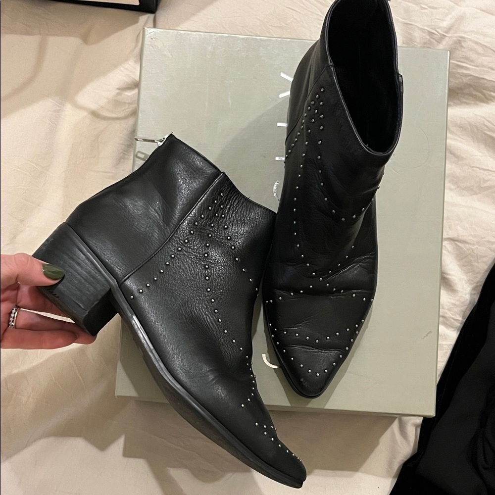 Grey City Black Studded Ankle Boots